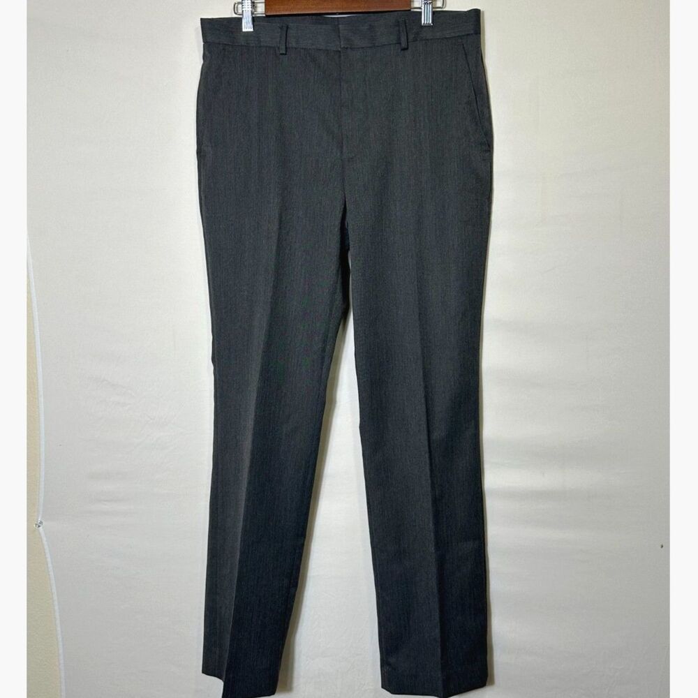 Perry Ellis Portfolio Men's Charcoal Gray Flat Front Dress Pants Size 34x32